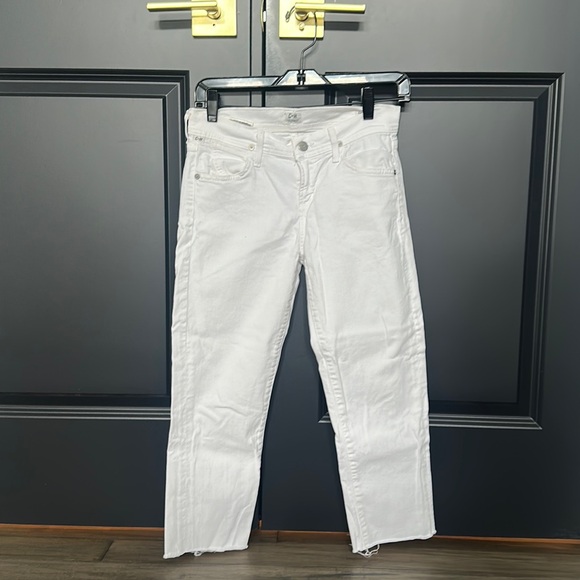 Citizens of Humanity White Cutoff Dani Cropped Straight Leg Jeans - Picture 1 of 5